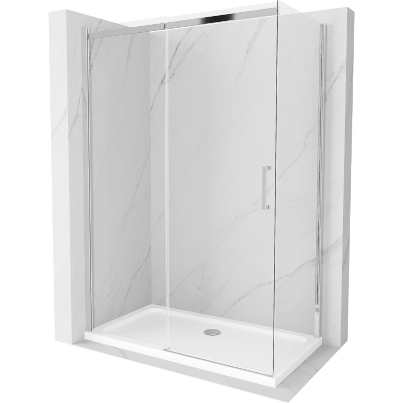 Mexen Omega kabina prysznicowa rozsuwana 140x70 cm, transparent, chrom + brodzik Flat
