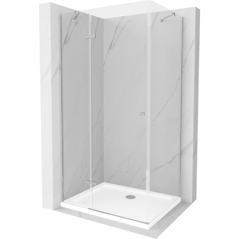 Mexen Roma kabina prysznicowa uchylna 120x100 cm, transparent, chrom + brodzik Flat