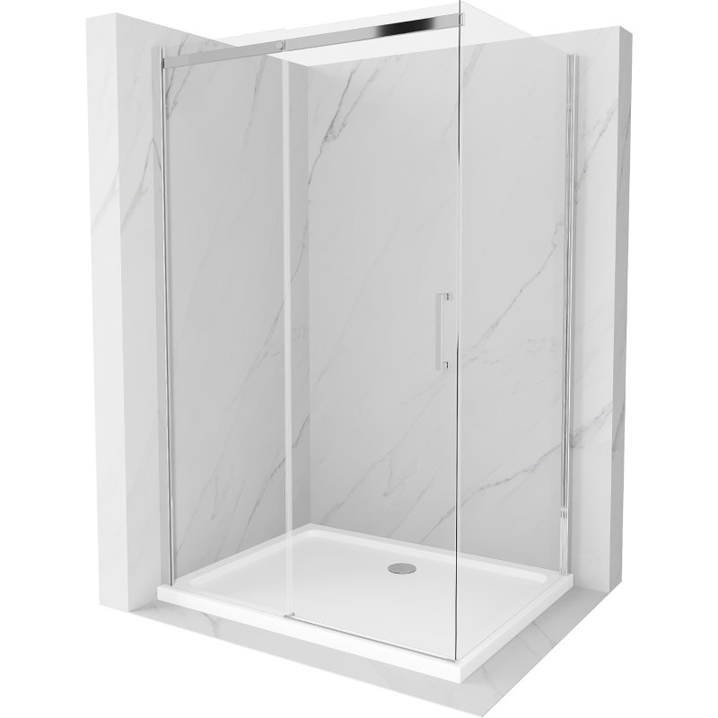 Mexen Omega kabina prysznicowa rozsuwana 110x100 cm, transparent, chrom + brodzik Flat