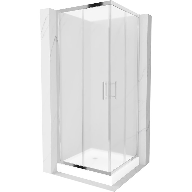 Mexen Rio kabina prysznicowa kwadratowa 80x80 cm, szron, chrom + brodzik Rio, biały