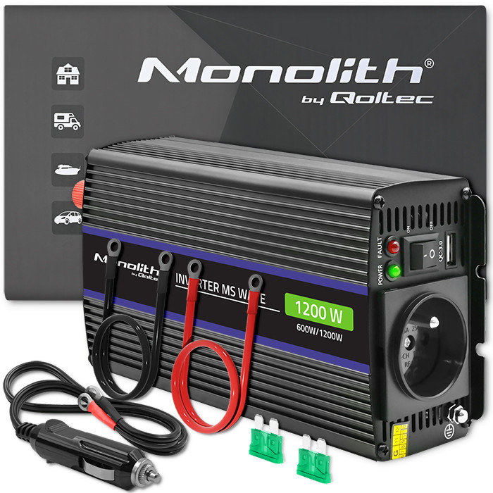 Qoltec Monolith 1200 MS Wave 12V na 230V 600/1200W USB