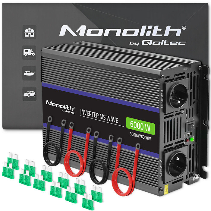 Qoltec Monolith 6000 MS Wave 12V na 230V 3000/6000W USB