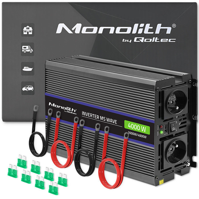 Qoltec Monolith 4000 MS Wave 12V na 230V 2000/4000W USB