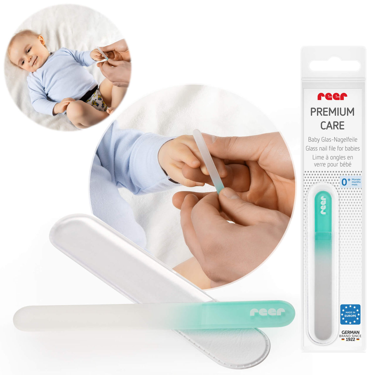 Reer, Szklany pilnik do paznokci dla niemowląt etui