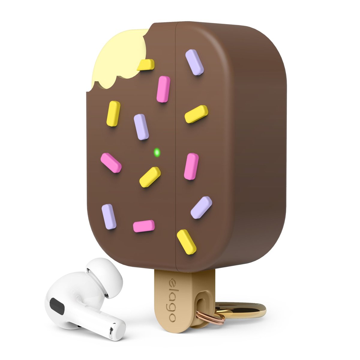 ELAGO AirPods Pro 2 Etui silikonowe o wyglądzie lodów 3D, Czekoladowe