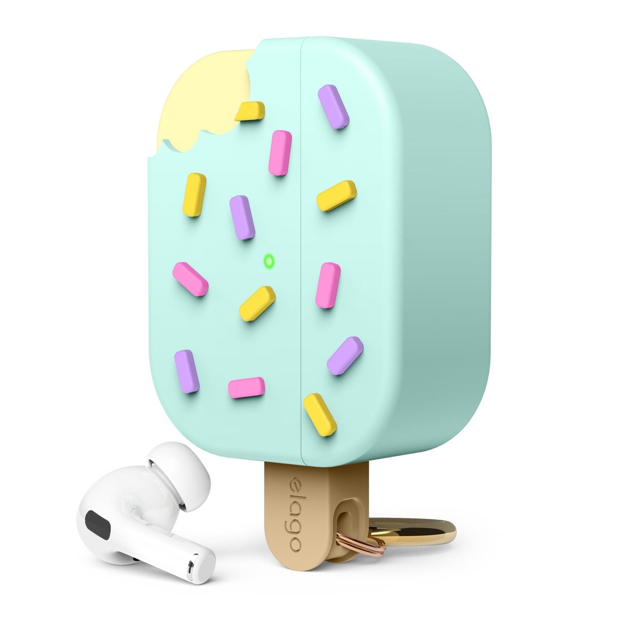 ELAGO AirPods Pro 2 Etui silikonowe o wyglądzie lodów 3D, Miętowe
