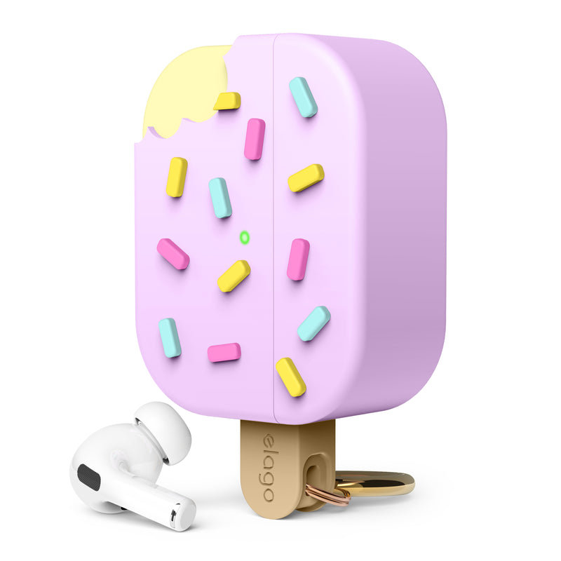 ELAGO AirPods Pro 2 Etui silikonowe o wyglądzie lodów 3D, Fioletowe
