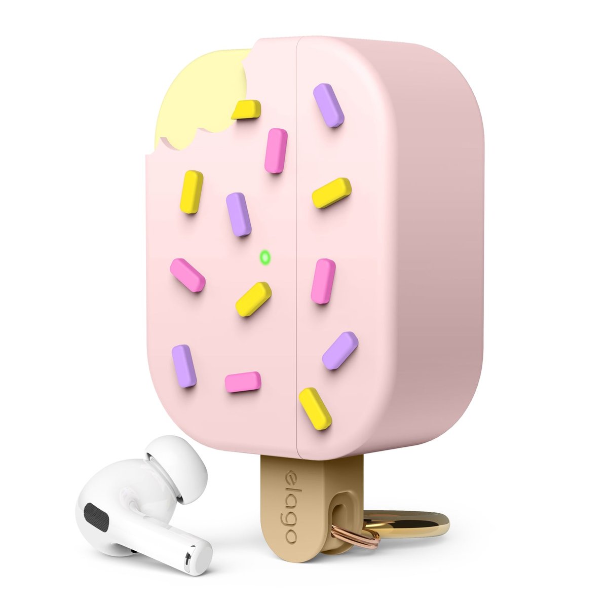 ELAGO AirPods Pro 2 Etui silikonowe o wyglądzie lodów 3D, Różowe