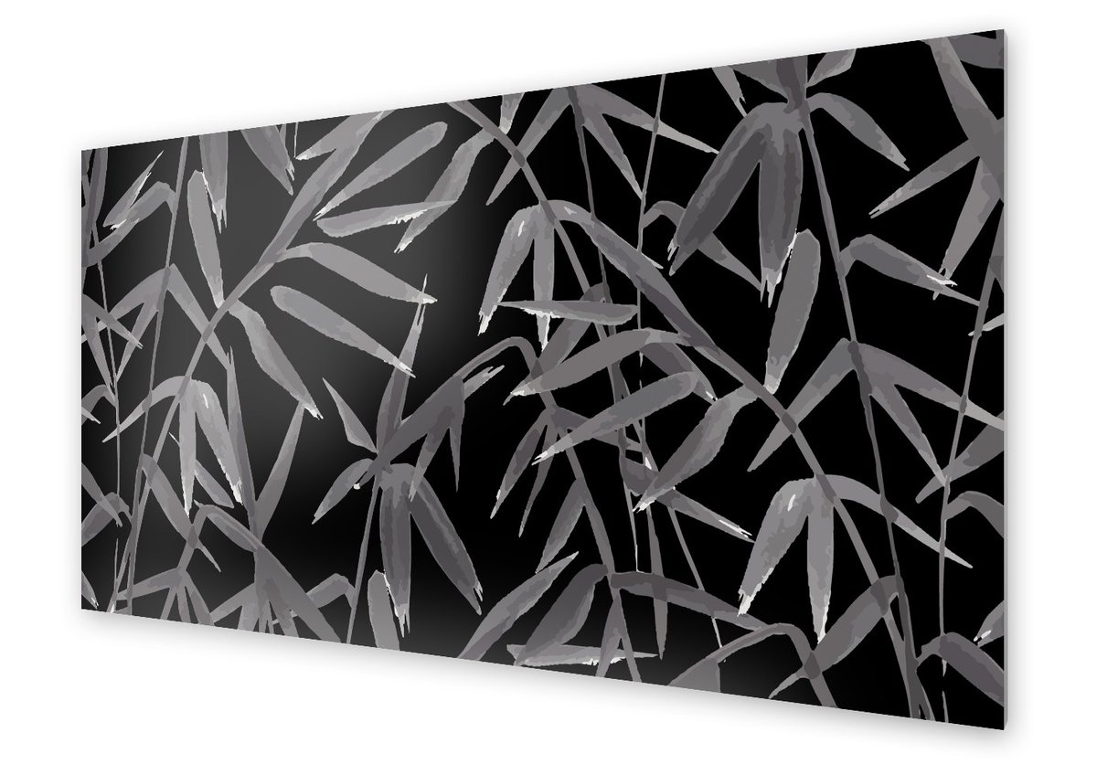 Panel kuchenny HOMEPRINT Czarne liście na białym tle 125x50 cm