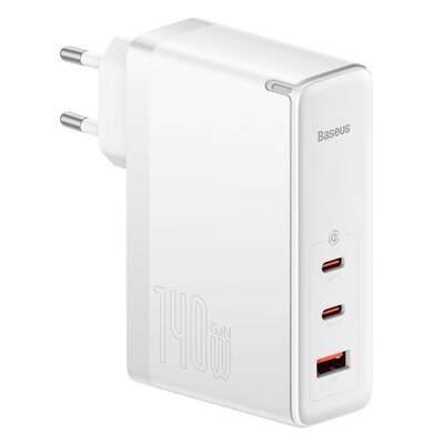 Baseus Ładowarka sieciowa GaN5 Pro 2xUSB-C + USB, 140W (biała)