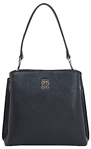 Tommy Hilfiger Damskie TH Ponadczasowe torby kubełkowe, czarne, OS, Czarny