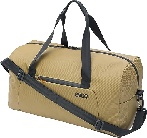 EVOC WEEKENDER 40, torba podróżna (wodoodporna i odporna na zabrudzenia Tarpualin, w tym kieszenie zewnętrzne i wewnętrzne, pojemność: 40 l, waga: 720 g, wymiary: 55 x 26 x 28 cm), Curry - Black
