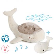 Cloud B Lampka z projekcją świetlną i grzechotką - Wieloryb biały - Tranquil Whale™ White Family