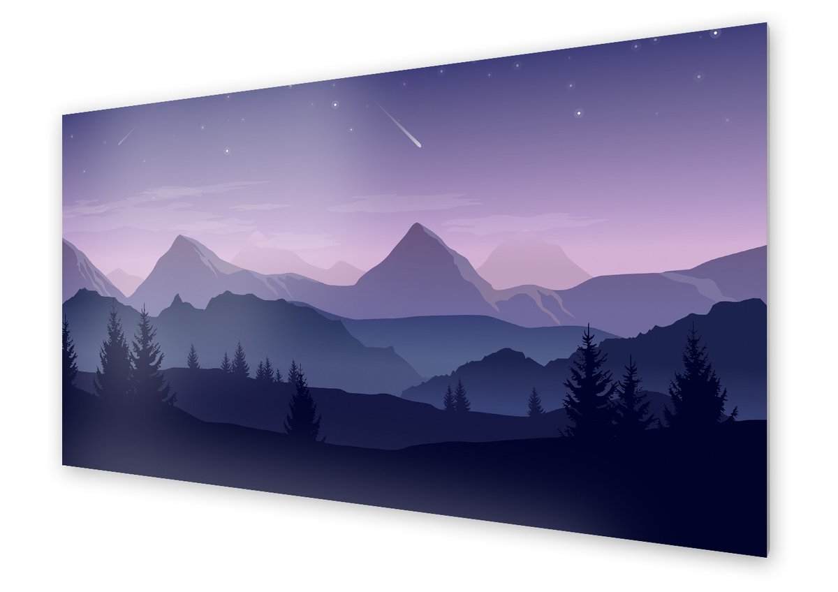 Panel kuchenny HOMEPRINT Fioletowy krajobraz gór 125x50 cm