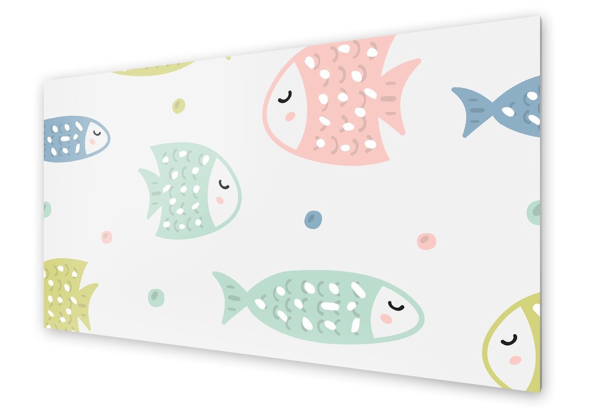 Panel kuchenny HOMEPRINT Dziecięcy wzór w rybki 120x60 cm