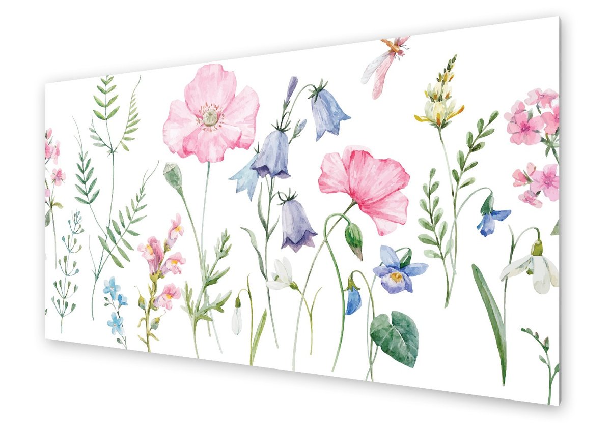 Panel kuchenny HOMEPRINT Kwiaty akwarela 100x50 cm