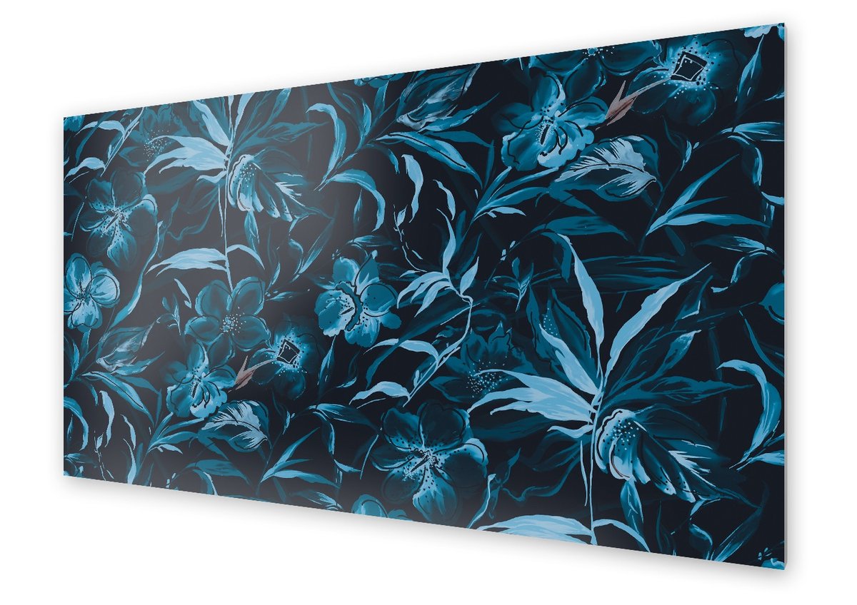 Panel kuchenny HOMEPRINT Akwarela niebieskie kwiaty 125x50 cm
