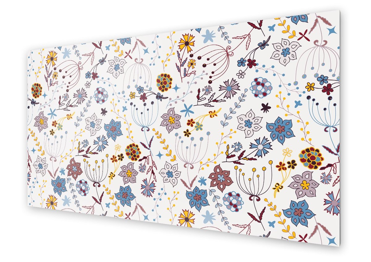 Panel kuchenny HOMEPRINT Bajkowe kwiaty na białym tle 120x60 cm