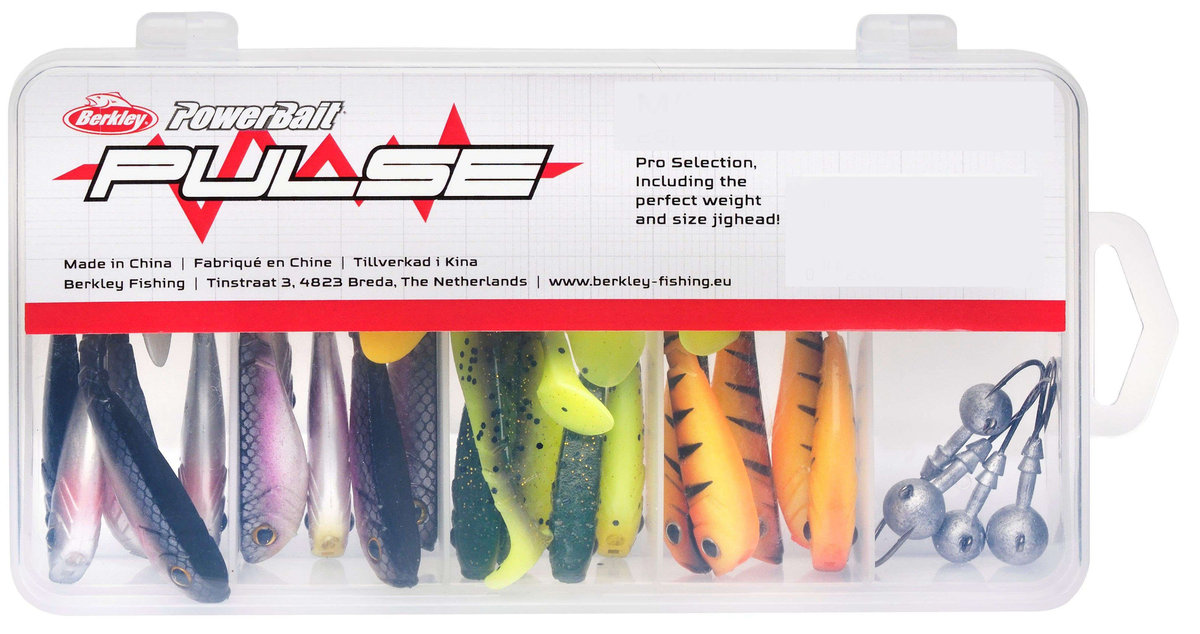 Zestaw gum Berkley Pulse Shad Mixbox z główkami