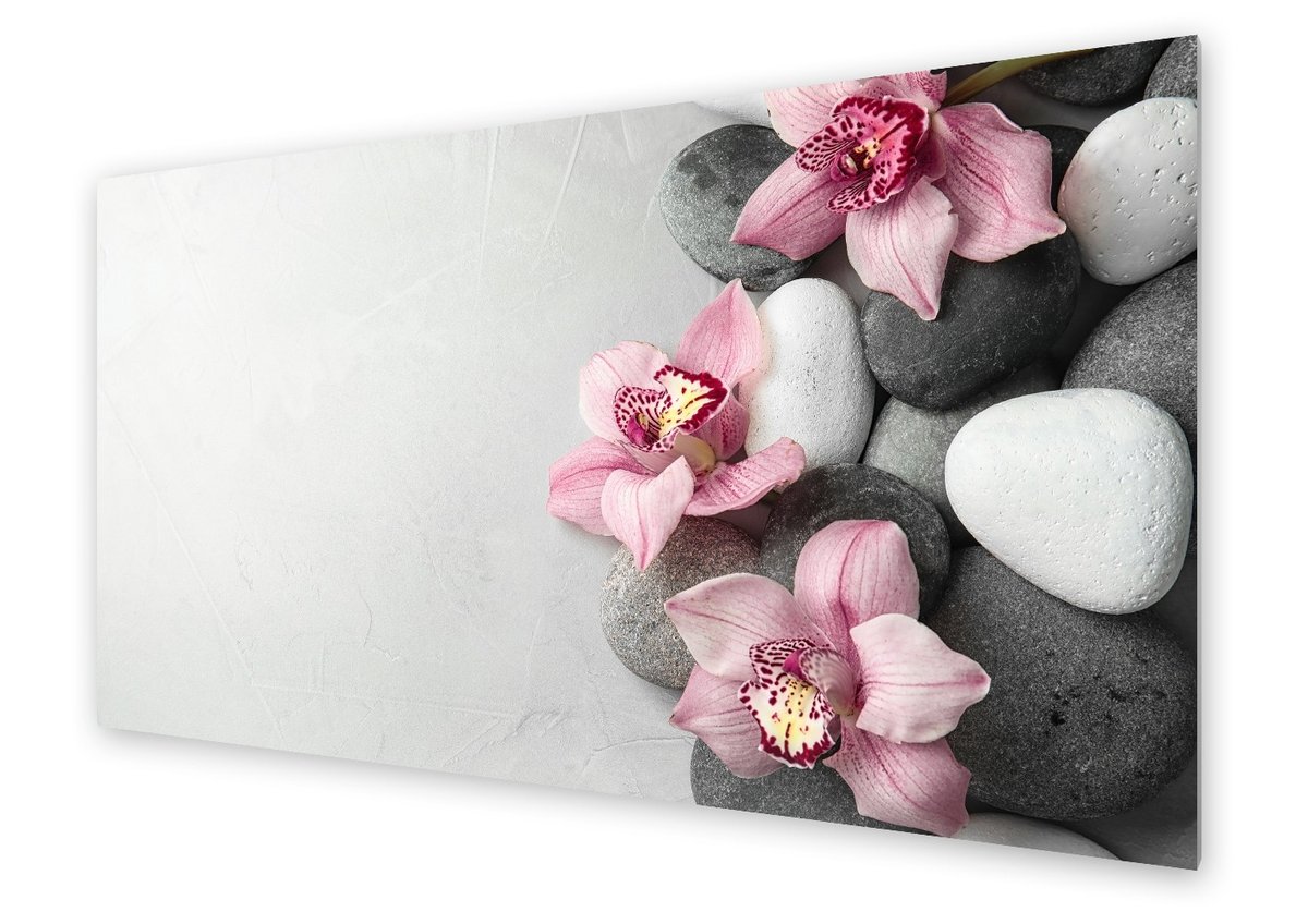 Panel kuchenny HOMEPRINT Kwiaty na kamieniach Zen 140x70 cm