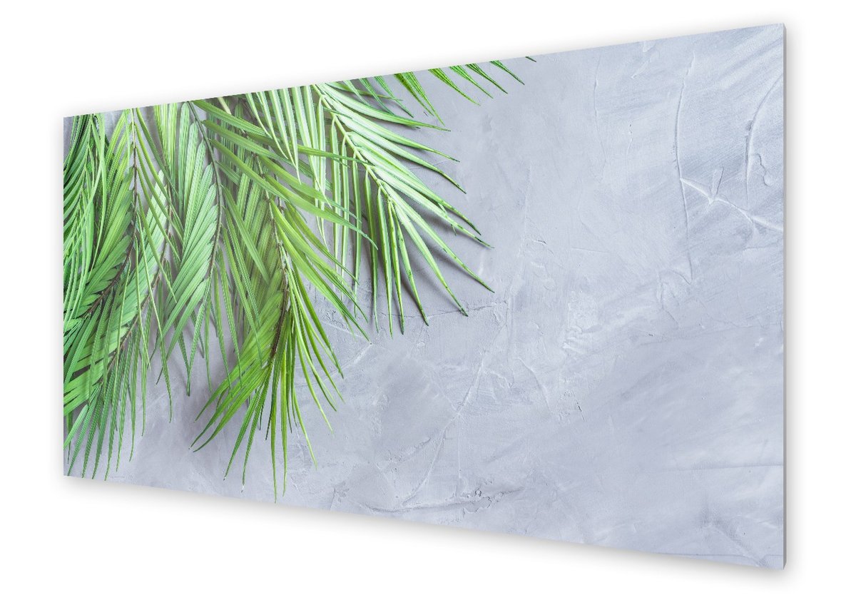 Panel kuchenny HOMEPRINT Liście palmy na szarym tle 100x50 cm