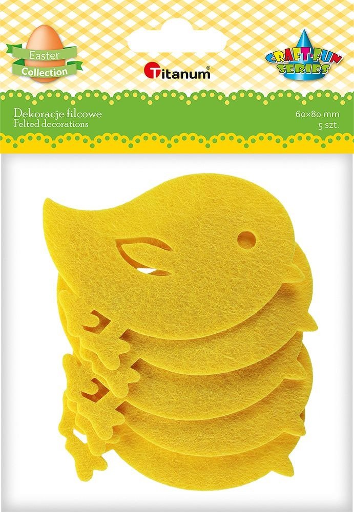 Filcowe kurczaki żółte 85x78mm 5szt - Titanum