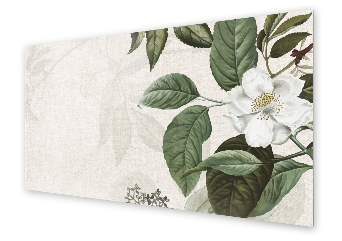 Panel kuchenny HOMEPRINT Biały kwiat na jasnym tle 125x50 cm