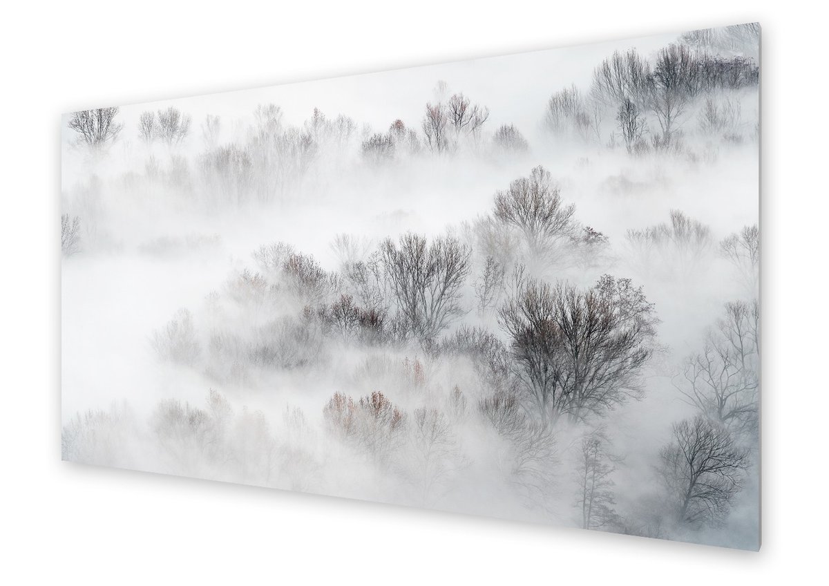 Panel kuchenny HOMEPRINT Przebudzenie, las we mgle 125x50 cm