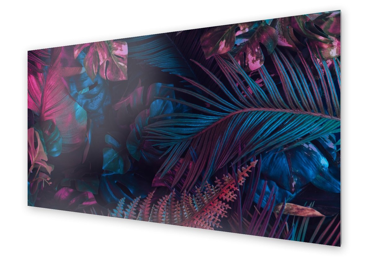 Panel kuchenny HOMEPRINT Egzotyczne liście neonowe 125x50 cm