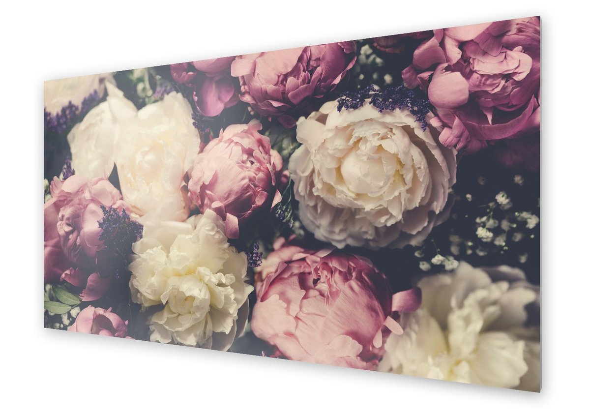 Panel kuchenny HOMEPRINT Różowe i białe piwonie 100x50 cm