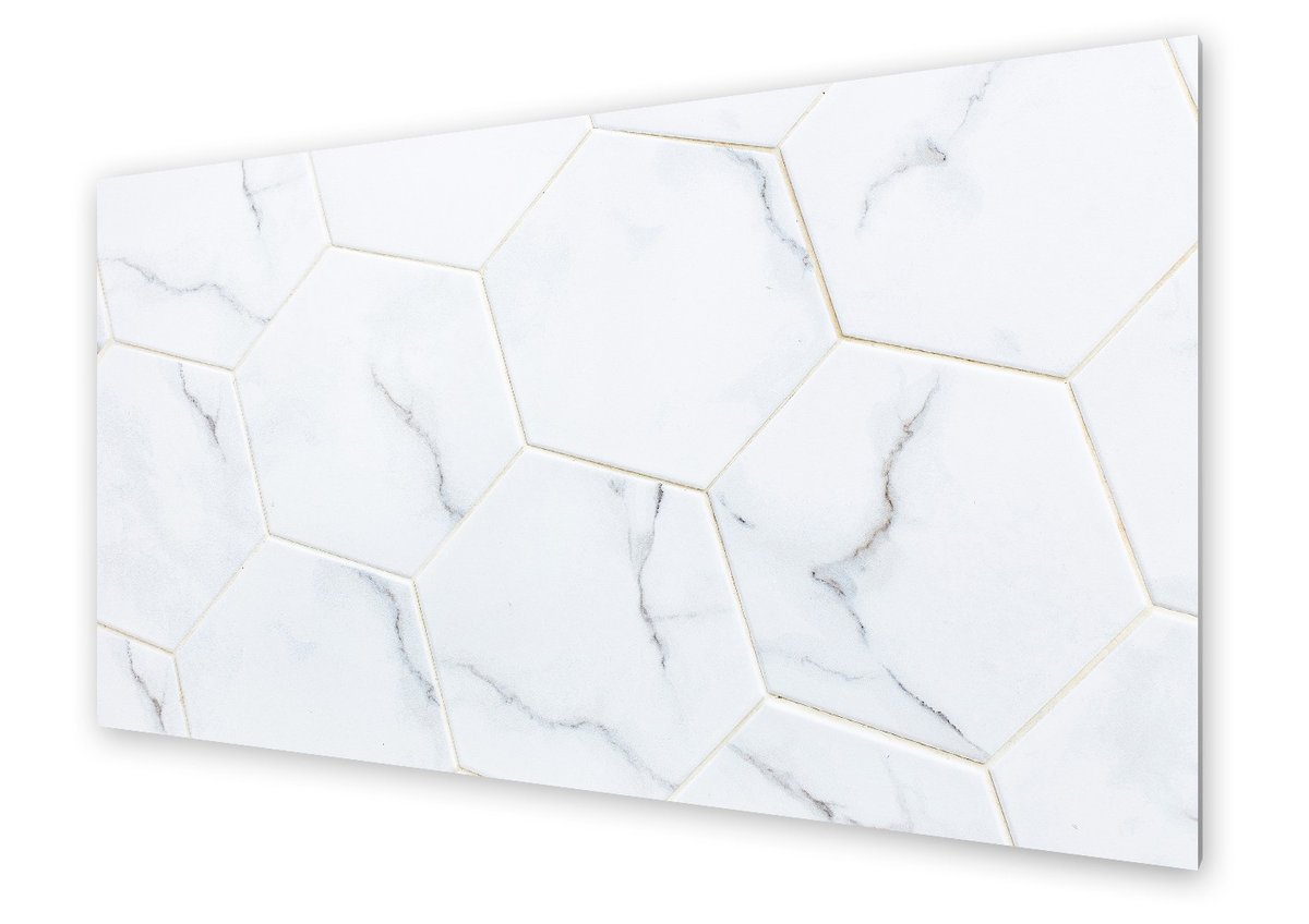 Panel kuchenny HOMEPRINT Białe sześciokątne płytki 125x50 cm