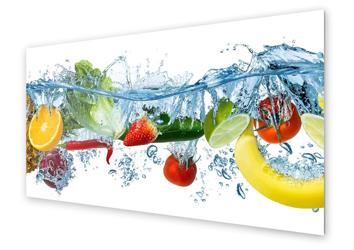 Panel kuchenny HOMEPRINT Warzywa i owoce w wodzie 120x60 cm