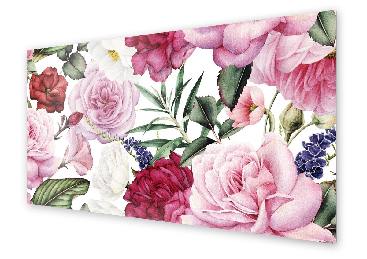 Panel kuchenny HOMEPRINT Akwarela różowe róże 125x50 cm