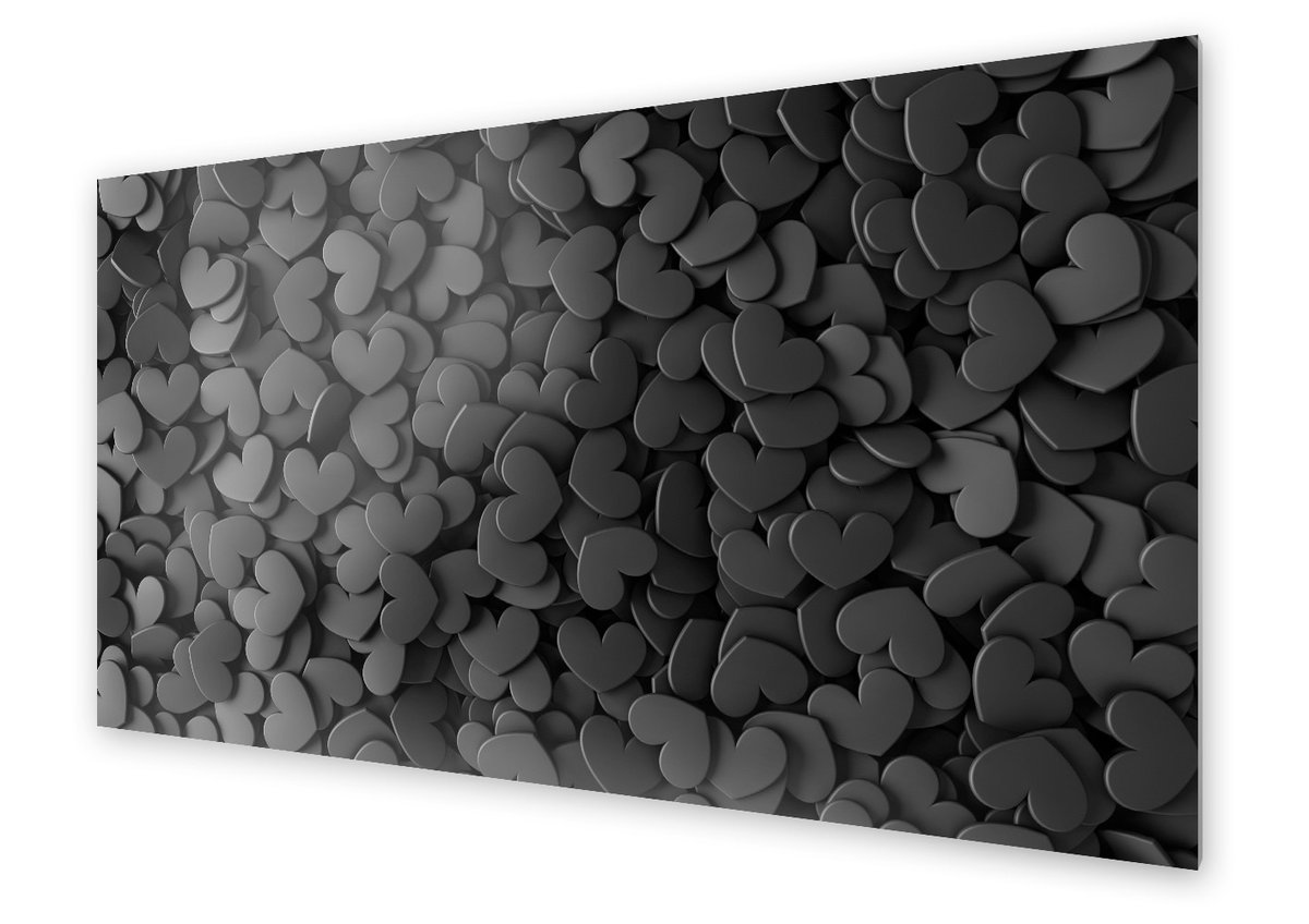 Panel kuchenny HOMEPRINT Czarne serduszka 125x50 cm