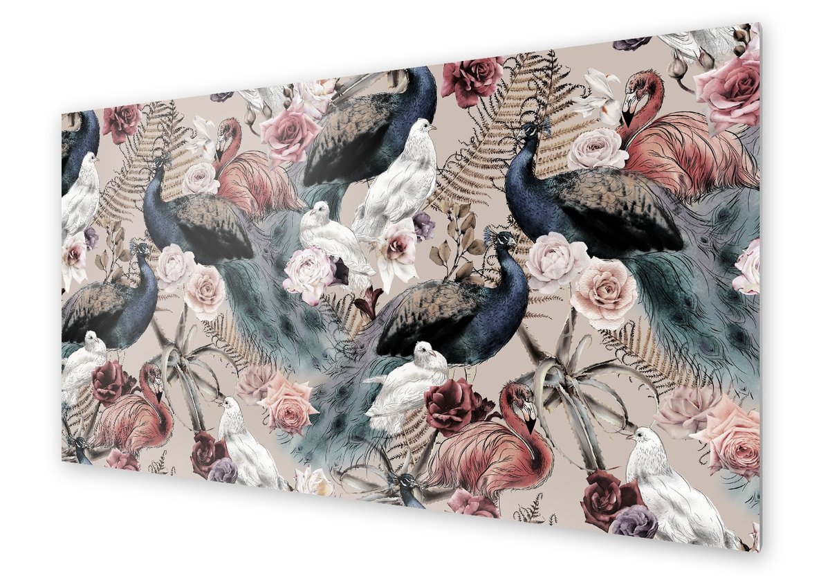 Panel kuchenny HOMEPRINT Ptaki w rajskim ogrodzie 125x50 cm