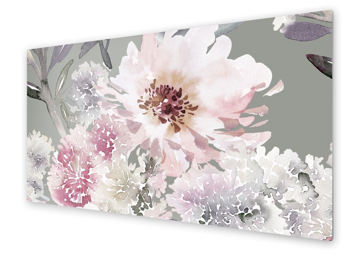 Panel kuchenny HOMEPRINT Akwarelowe kwiaty 125x50 cm