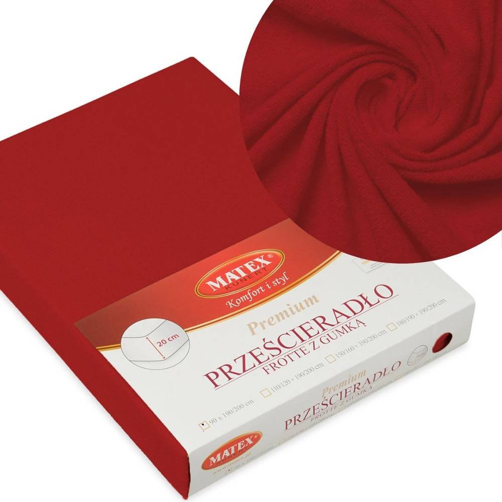 Matex Prześcieradło Frotte Premium z gumką czerwone 140x200 mx-140-pft-14
