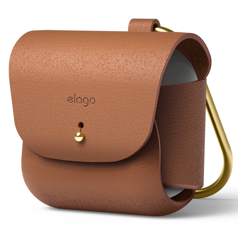 Elago Etui Skórzane Do Airpods 3 Z Mosiężnym Karabińczykiem, Brązowe