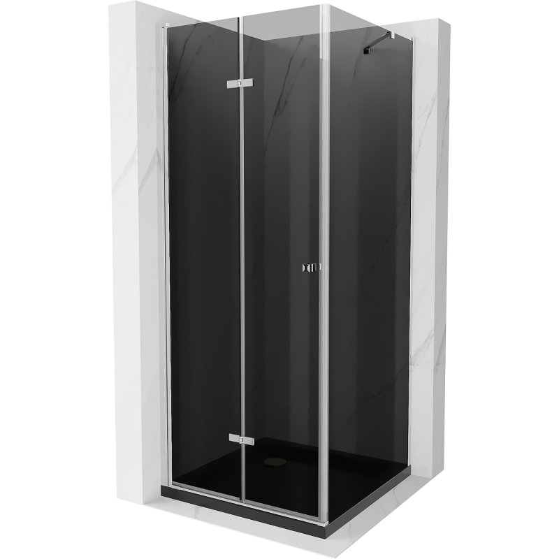 Mexen Lima kabina prysznicowa składana 90x90 cm, grafit, chrom + brodzik Flat, czarny