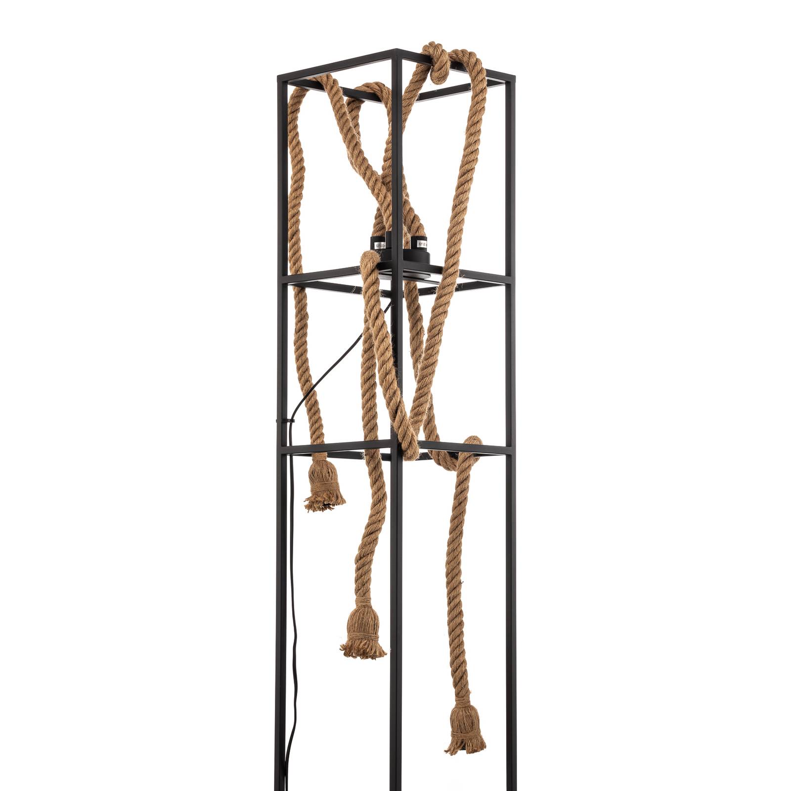 Designerska lampa podłogowa Lucande Vlados, klatka, 3-punktowa.