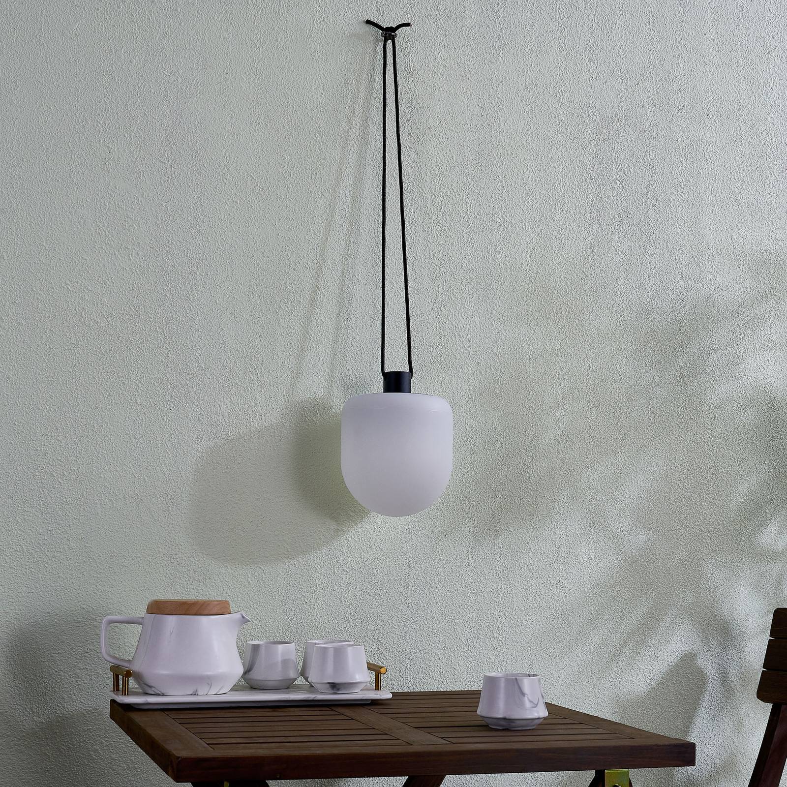 Lindby lampa wisząca zewnętrzna Eleia, 2 700 K, 16 cm, akumulator