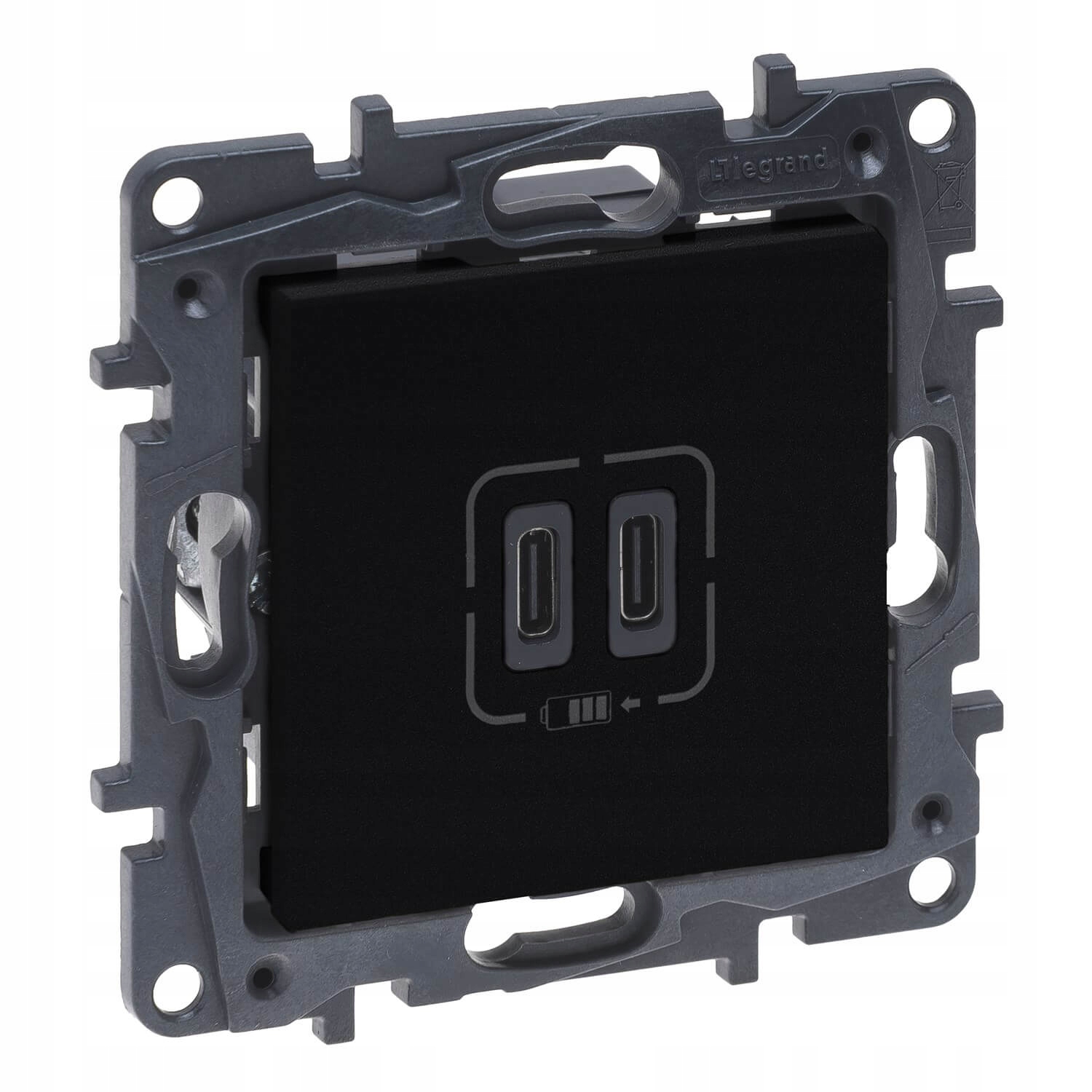 Legrand Niloe Step gniazdo podwójne USB 2xUSB C 3 A kolor czarny 863539 863539