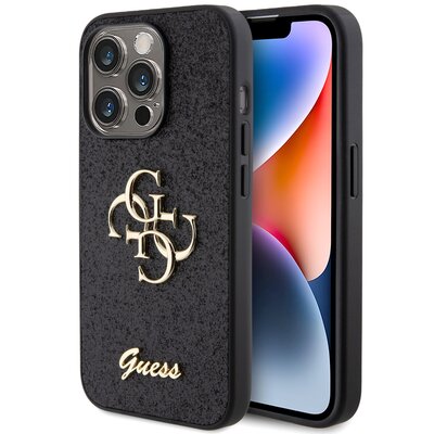 Etui GUESS Glitter Script Big 4G do Apple iPhone 15 Pro Czarny
