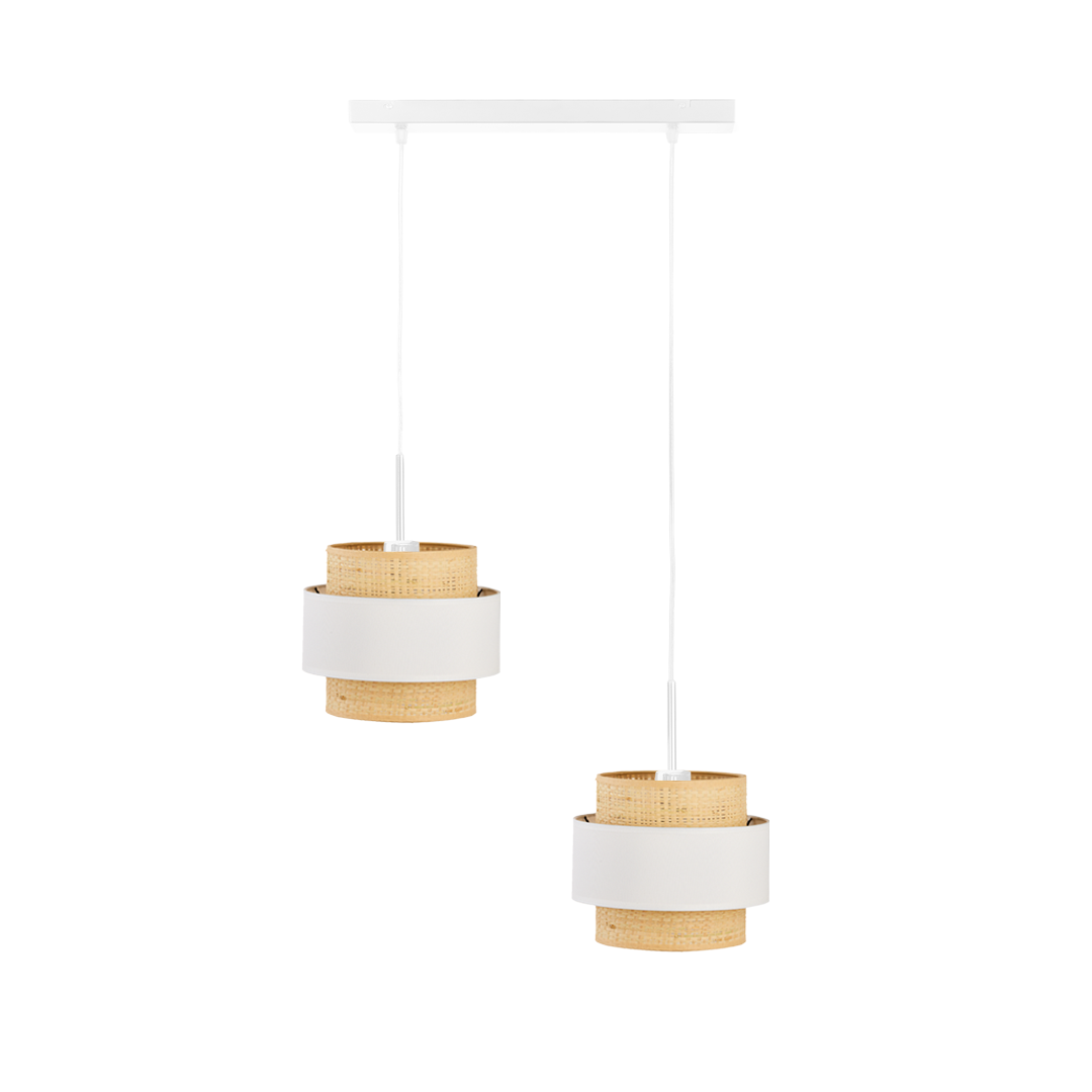 Rustykalna lampa wisząca do kuchni z abażurami z rattanu MADERA BOHO