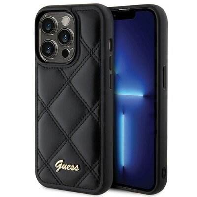 Etui GUESS Quilted Metal Logo do Apple iPhone 15 Pro Max Czarny
