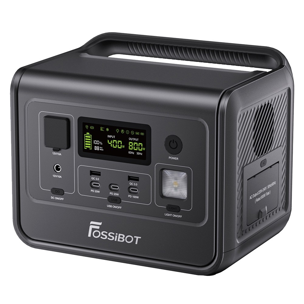 FOSSiBOT F800 Portable Power Station, 512Wh LiFePO4 Solar Generator, 800W AC Output, 200W Max Solar Input, 8 Outlets