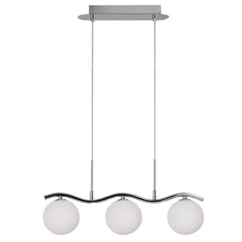 Lampa chromowa wisząca z trzema kloszami listwie na falistej N9-F83