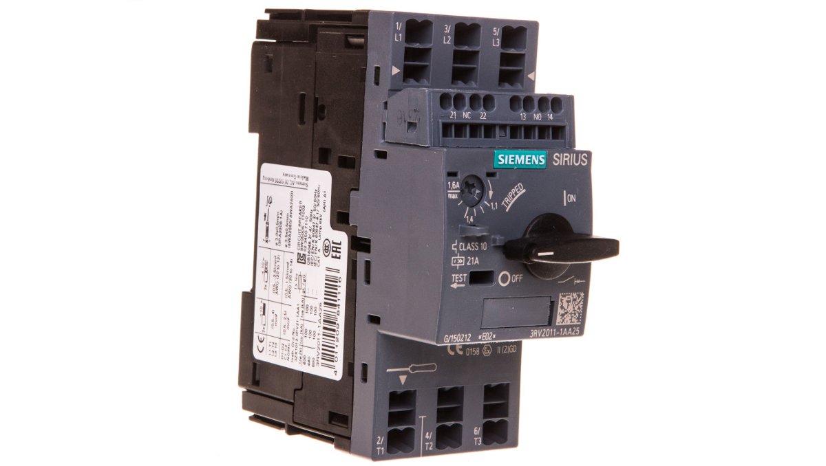 Siemens Wylącznik silnikowy 3P 0.45kW 1.1-1.6A 1Z 1R 3RV2011-1AA25 3RV2011-1AA25