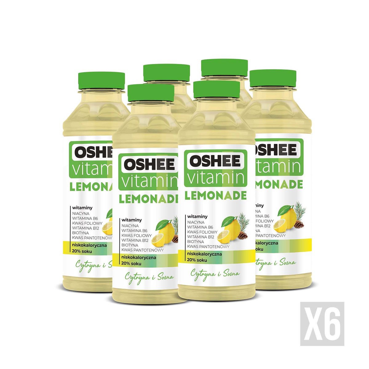 6x OSHEE Vitamin Lemonade cytryna - sosna 555 ml