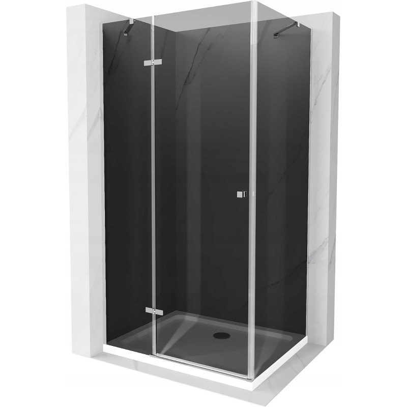 Mexen Roma kabina prysznicowa uchylna 120x70 cm, grafit, chrom + brodzik Flat, biały